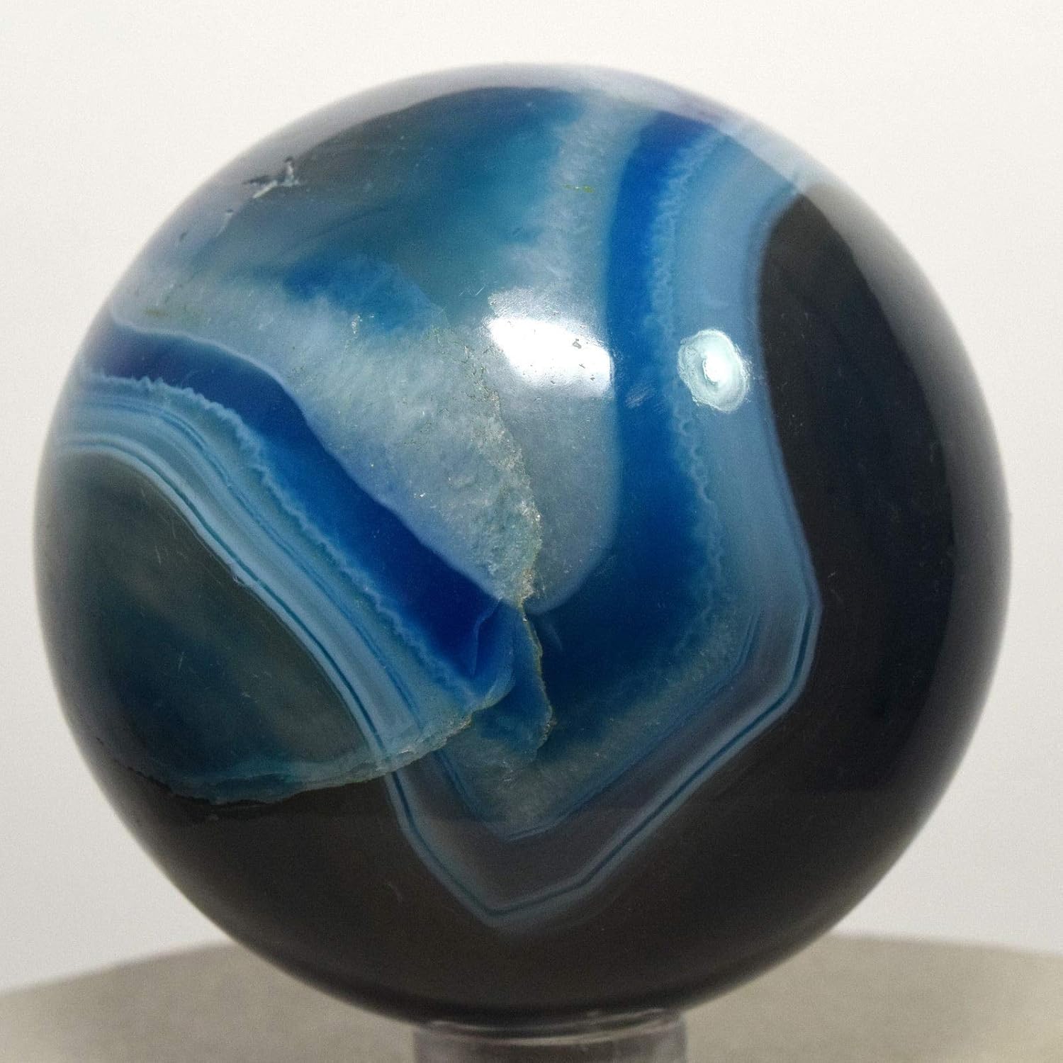 HQRP Dyed Deep Blue Agate Sphere with Stand