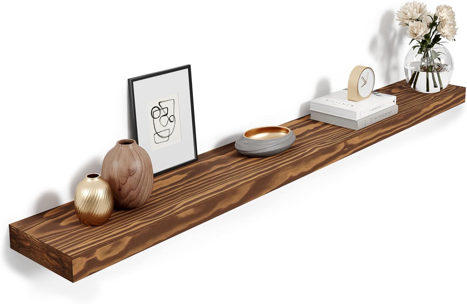 Howizz 60 Inch Pine Wood Floating Shelf for Wall