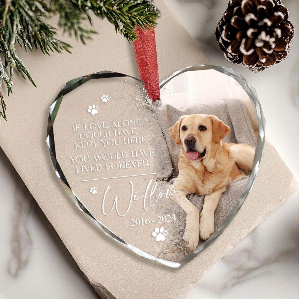 Custom Personalized Dog Memorial Ornament Forever Loved Pet Loss Keepsake
