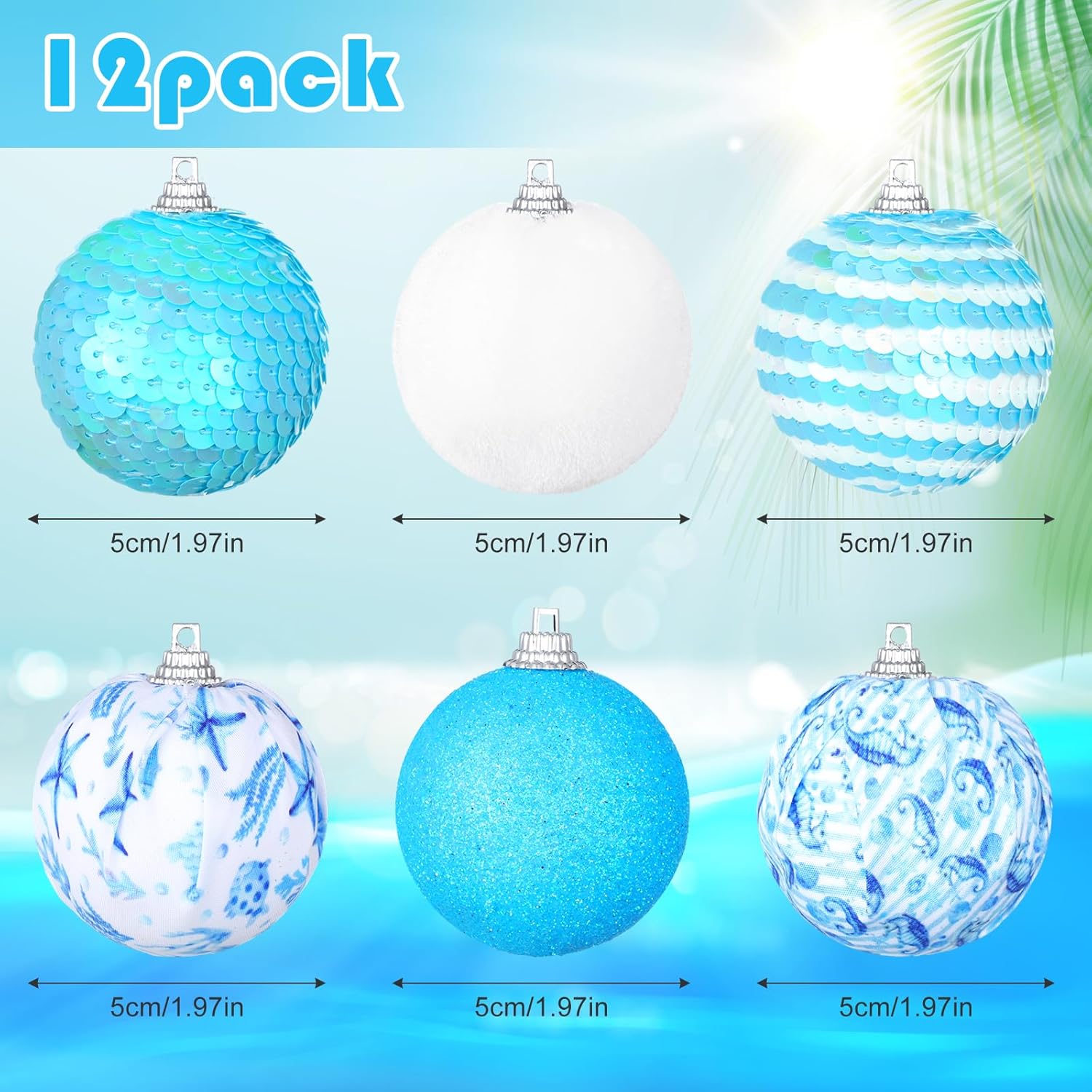Zhanmai 12 Pcs Summer Ocean Themed Hanging Ornaments
