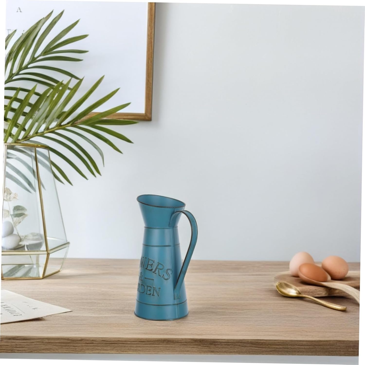 Hemoton Vintage Style Kettle Flower Vase Blue
