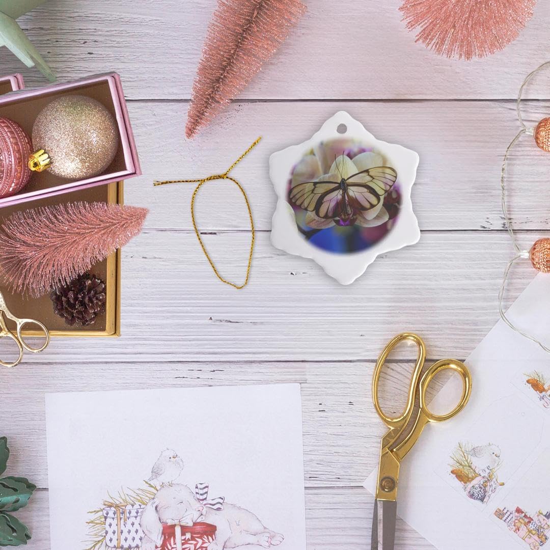 3 Inch Snowflake Porcelain Ornament with Gold String