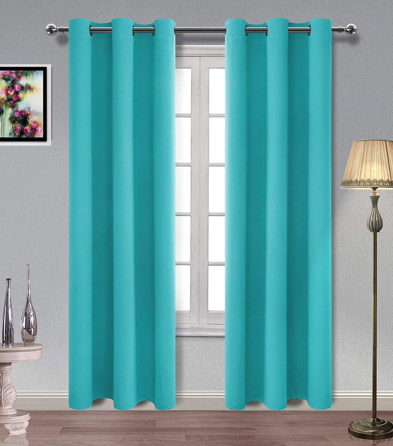 MDS Blackout Curtain Panels 52x95 Inch Teal 2 Panels