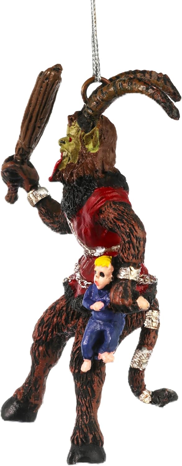 Krampus Christmas Ornament Decorative Figurine with Silver String