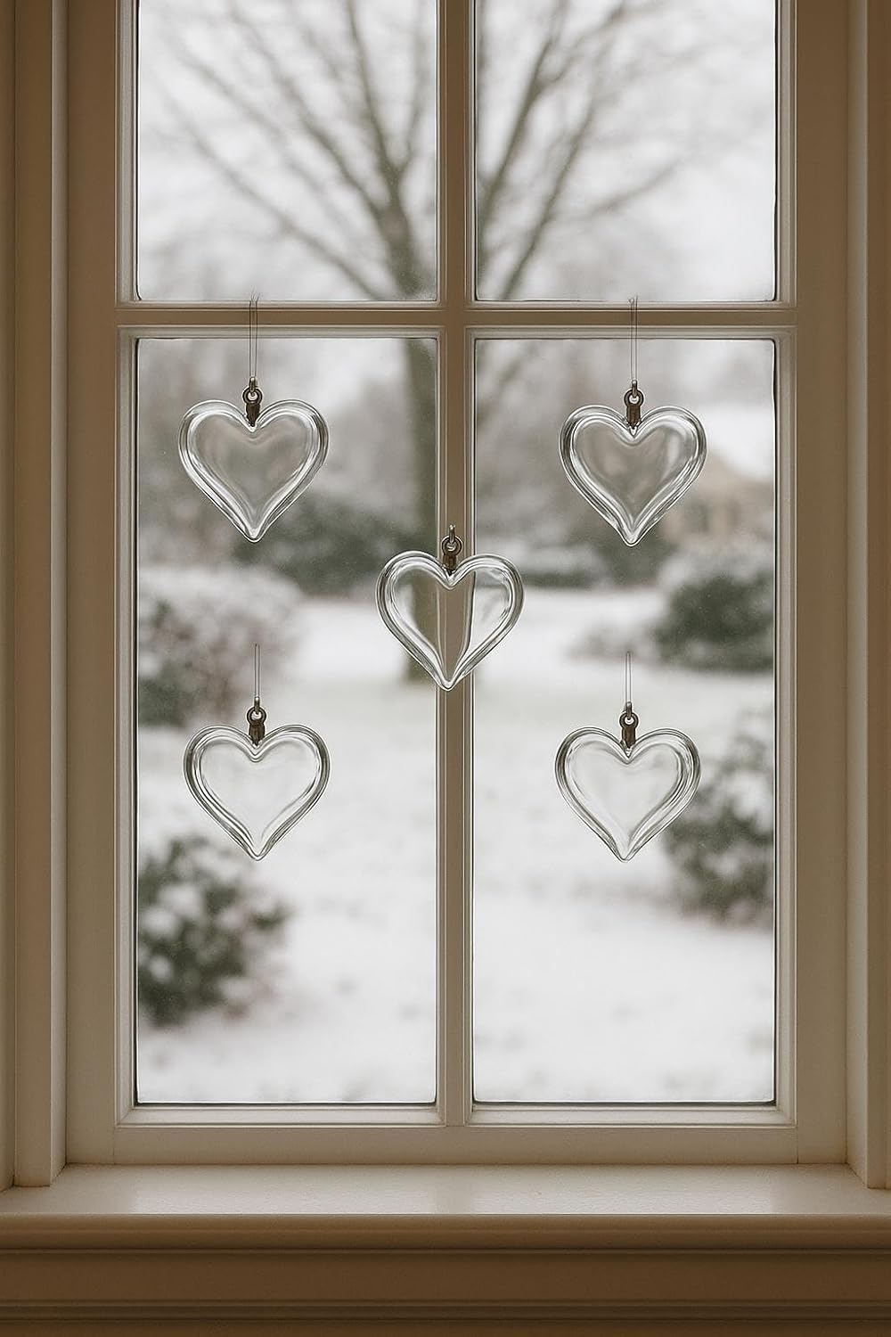 Clear Glass Heart Ornament 175 in Elegant Hanging Decoration