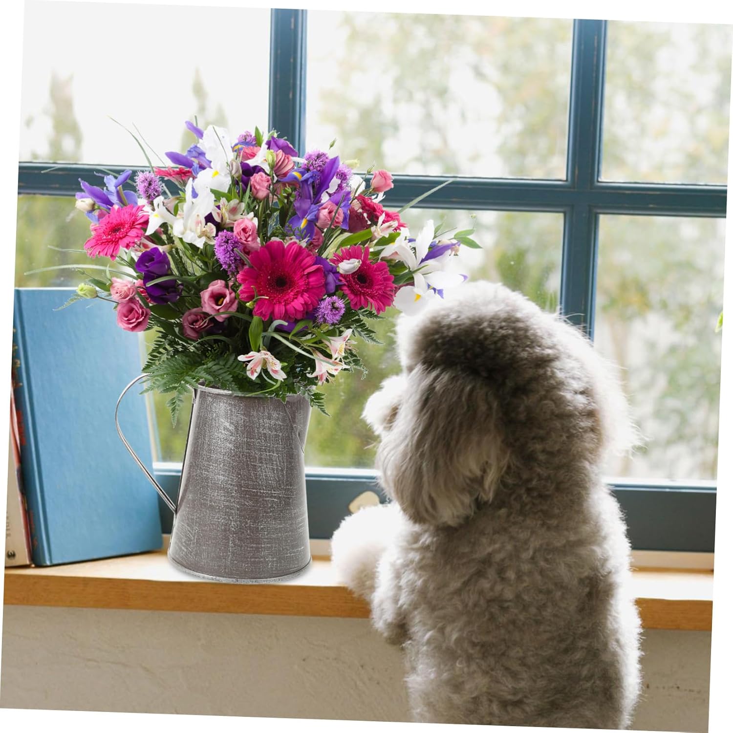 Zerodeko 2pcs Vintage Metal Jug Flower Vase for Rustic Decor