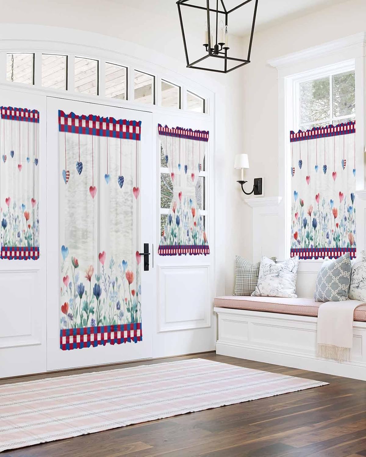 PANJINEXT Door Curtains 54x72 Wildflower Plaid Panel