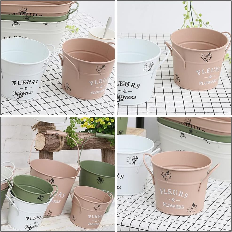 Cabilock Vintage Galvanized Metal Vase Decor