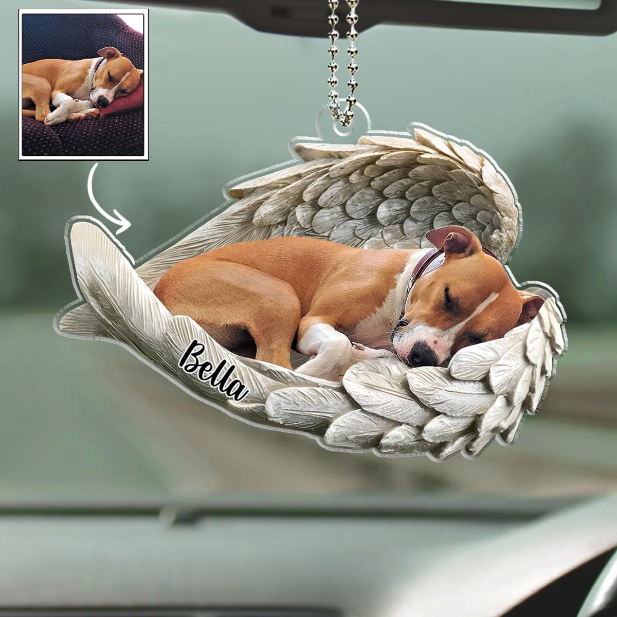 Pawsionate Angel Wings Personalized Car Ornament