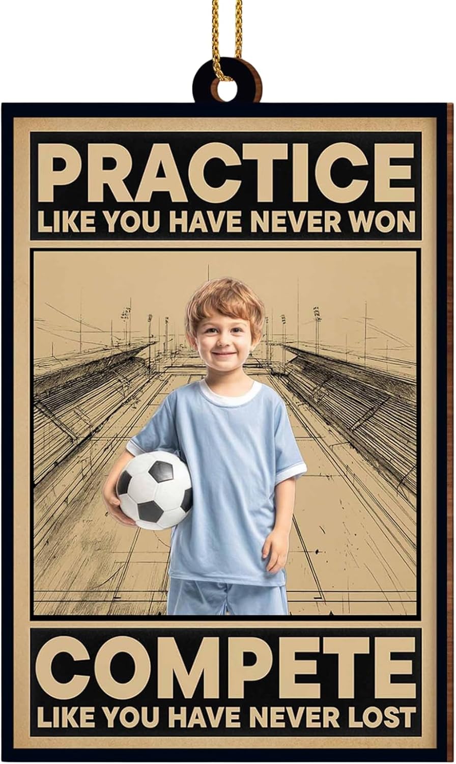 Practice Like You Have Never Won Personalized Soccer Ornament