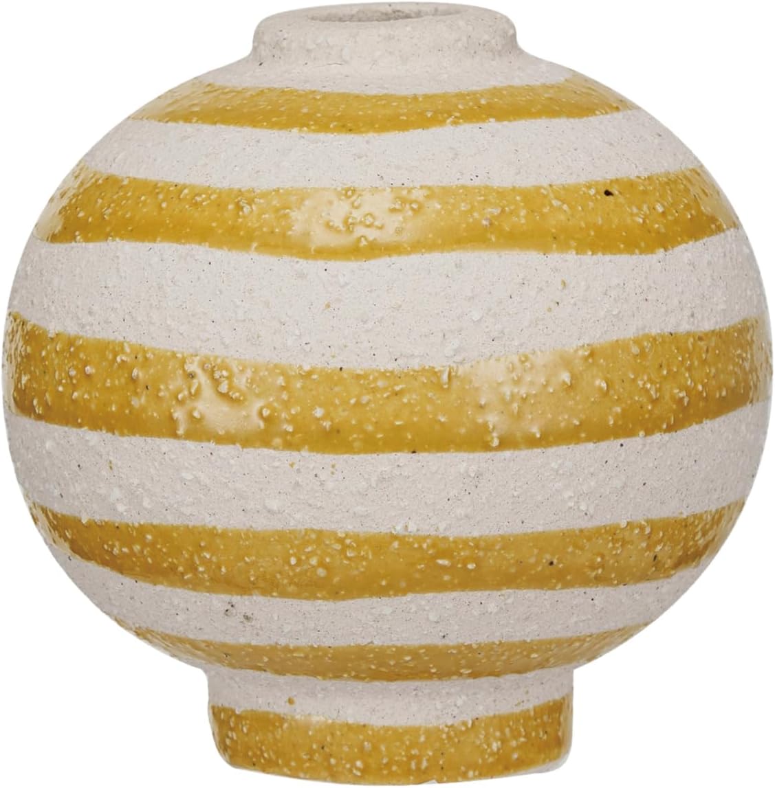 Creative Co Op Striped Stoneware Vase with Sphere Shape and Footed Base