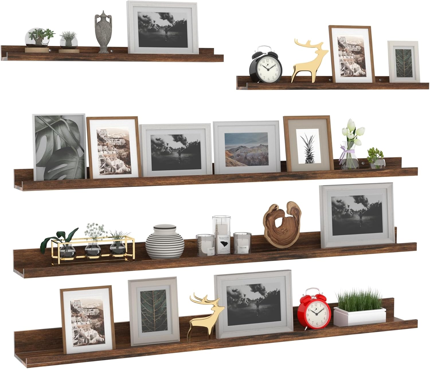 Giftgarden 47 Inch Floating Shelves Set of 5 Rustic Wood
