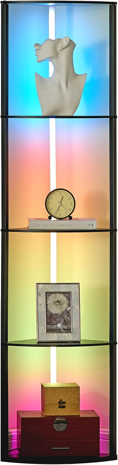 Woodronic 5-Tiered Corner Shelf with LED Light