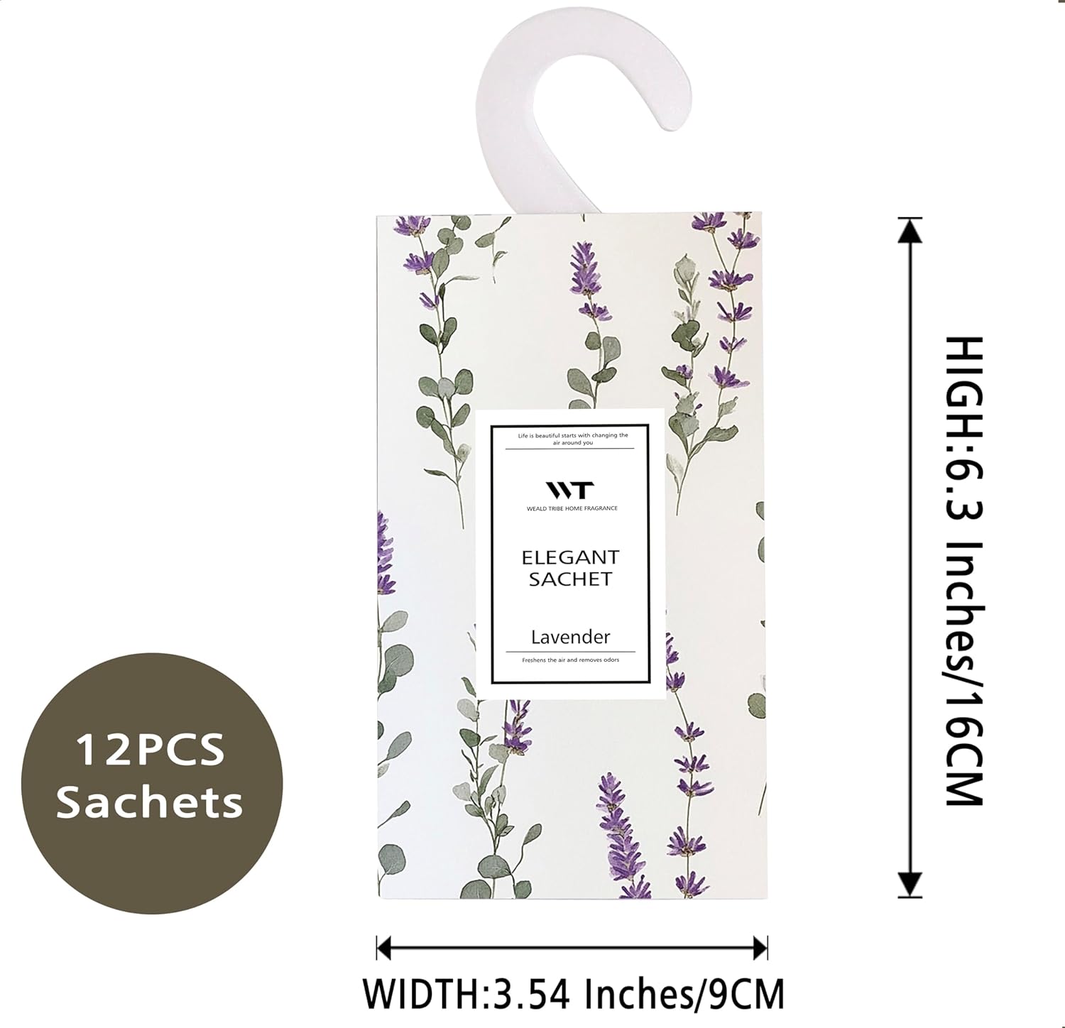 WEALD TRIBE 12 Pack Eucalyptus Lavender Scented Sachets for Home Deodorizer