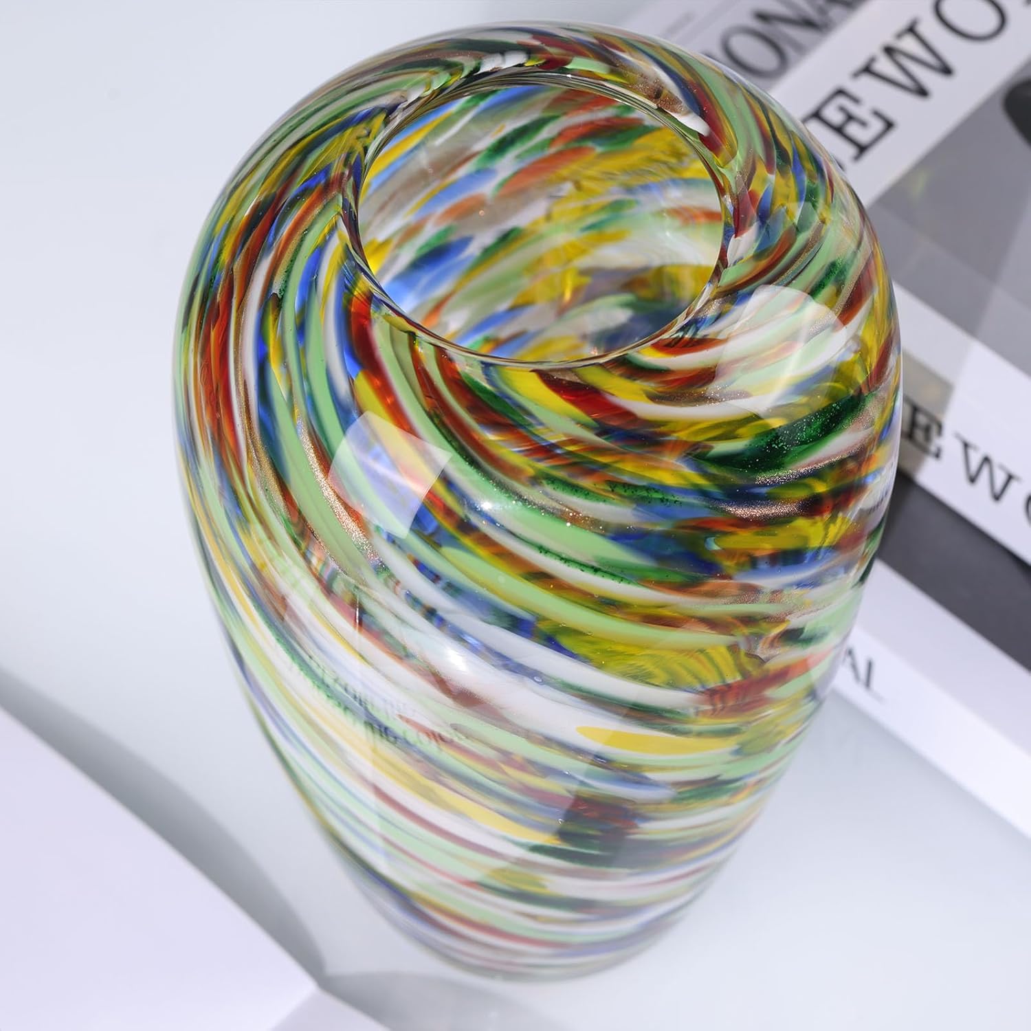 9 Tall Yellow Hand Blown Glass Vase for Home Decor