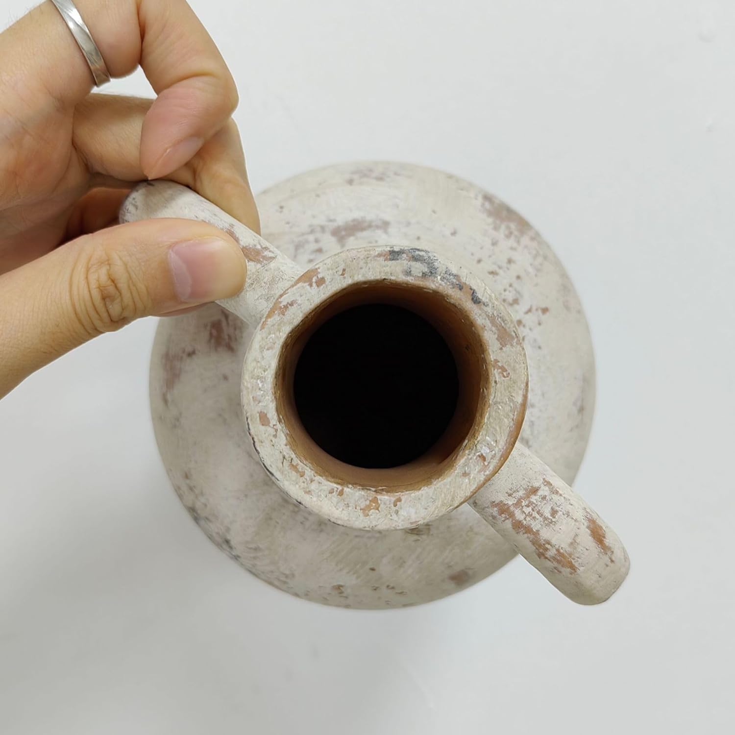 Rustic Ceramic Vase Large Neutral Clay Pot for Home Decor