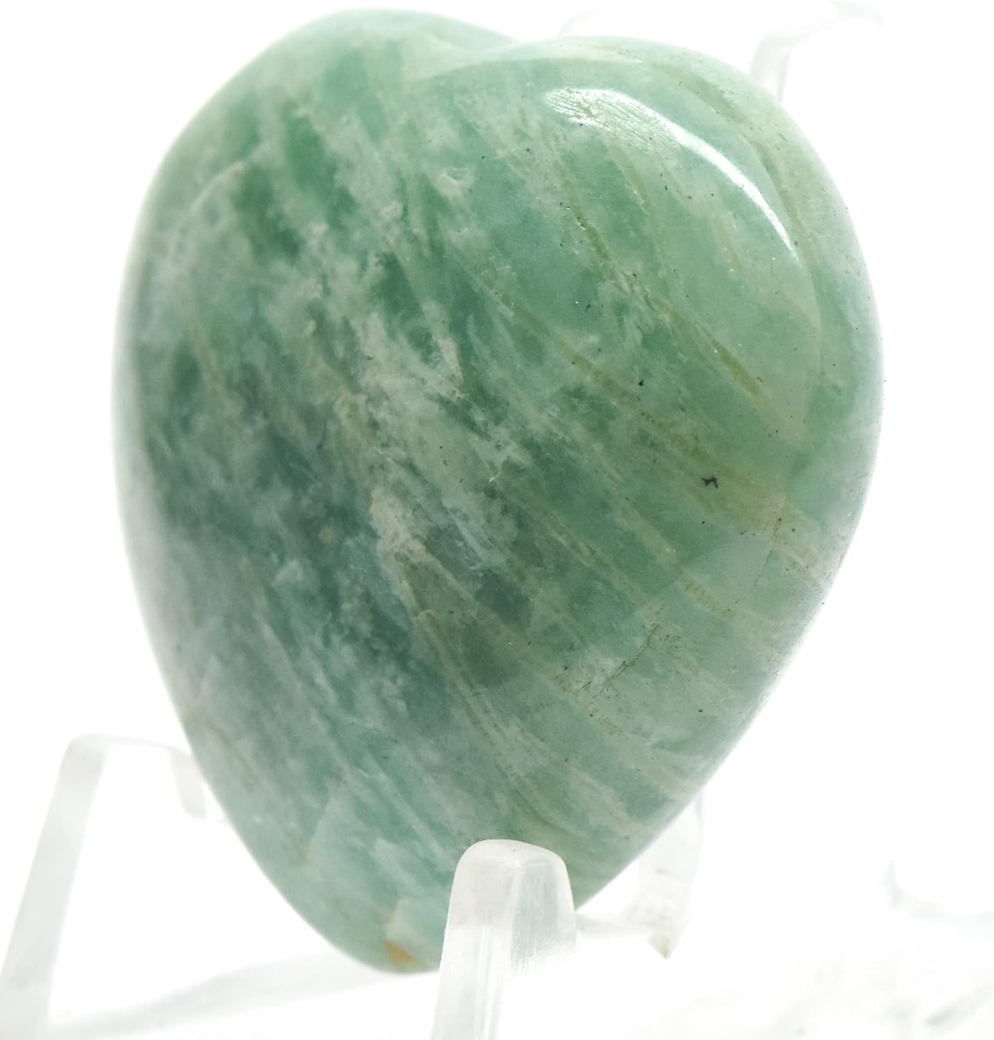 33mm Soft Green Amazonite Heart Stones - 2PCS
