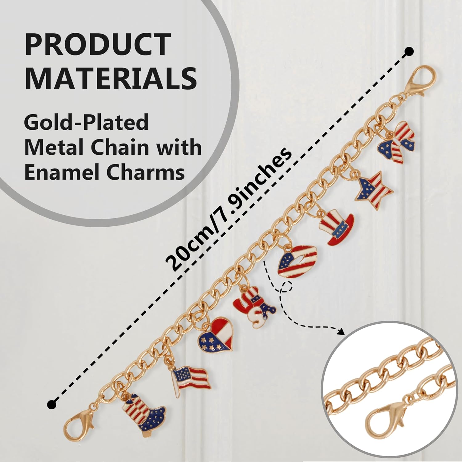 4th of July Door Chain Lock Charms - Gold Plated Decor