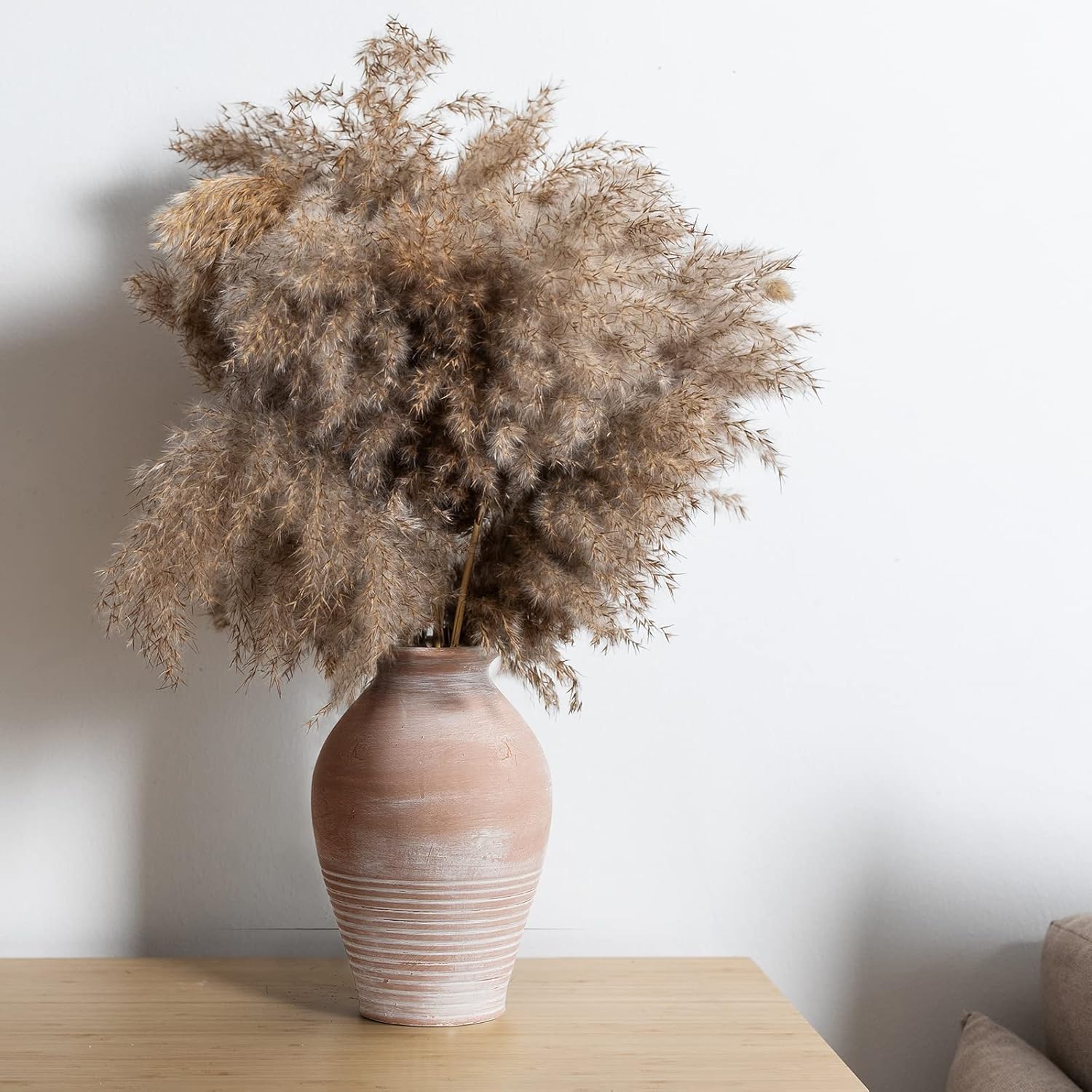 LUKA Ceramic Farmhouse Vase 92 Inch Whitewashed Terracotta
