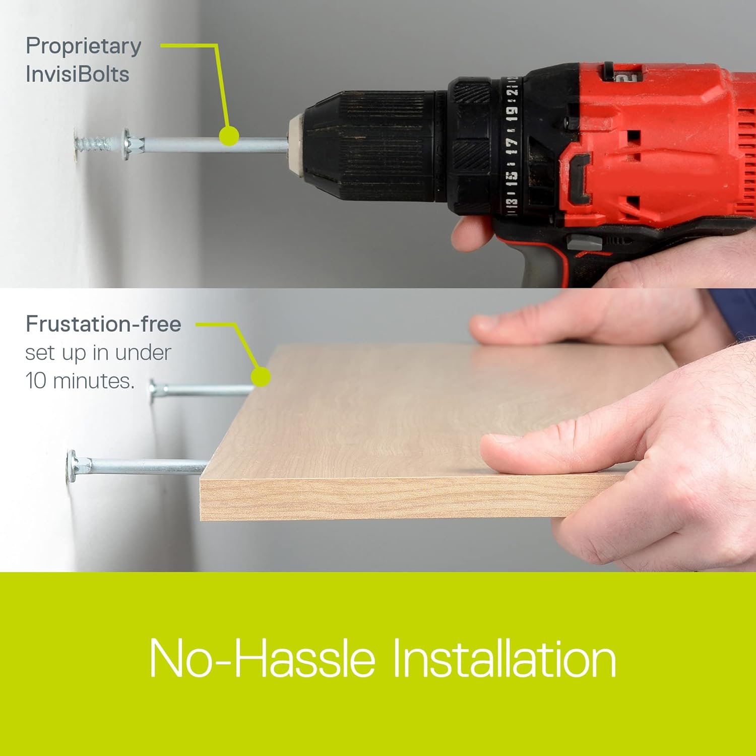 Delta Cycle Home Floating Shelves 2-Pack 24 x 8 x 5 Holds 33lbs Invisible Bracket