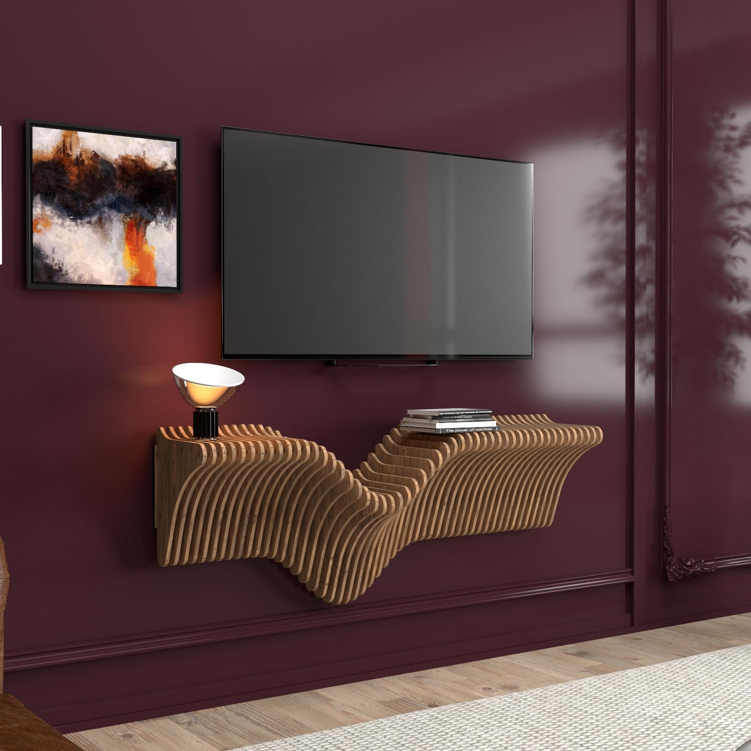 Batamex 40 Inch Wavy Floating Shelf Modern Design