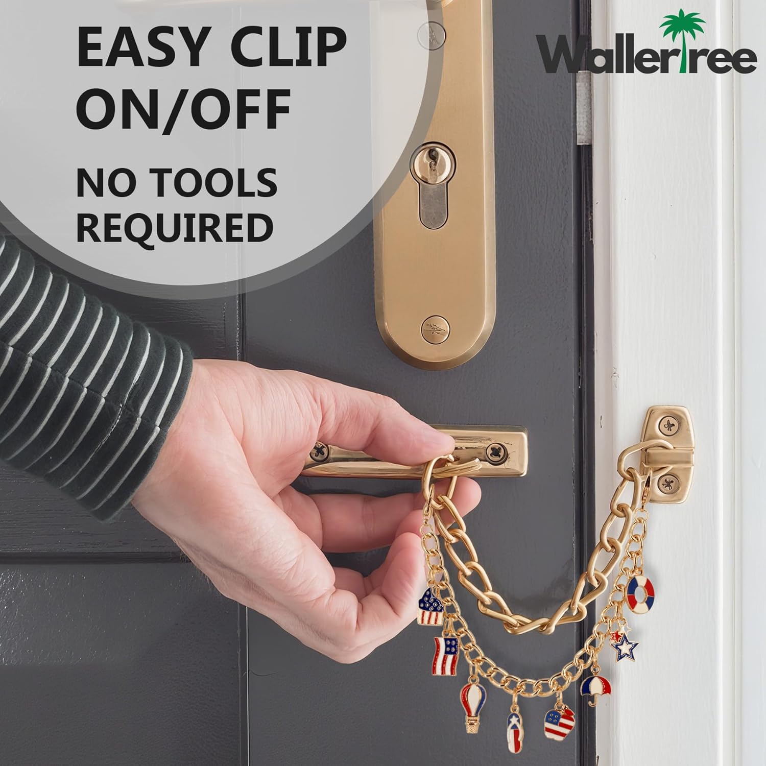 4th of July Gold Plated Door Chain Lock Charms