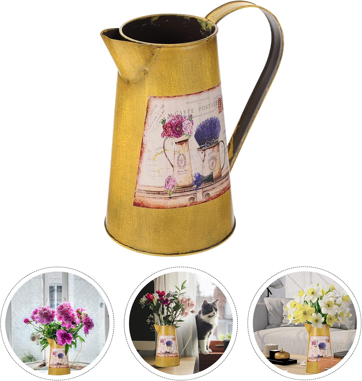 Cabilock Iron Jug Vase Yellow French Country Style