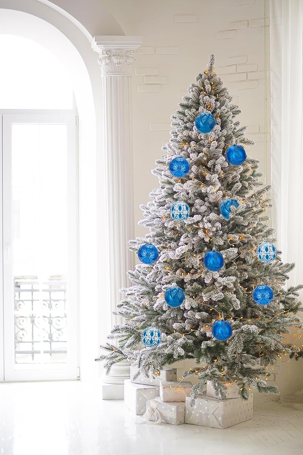 Hollyone 315 Inch Blue Christmas Ball Ornaments 12 Pcs Set