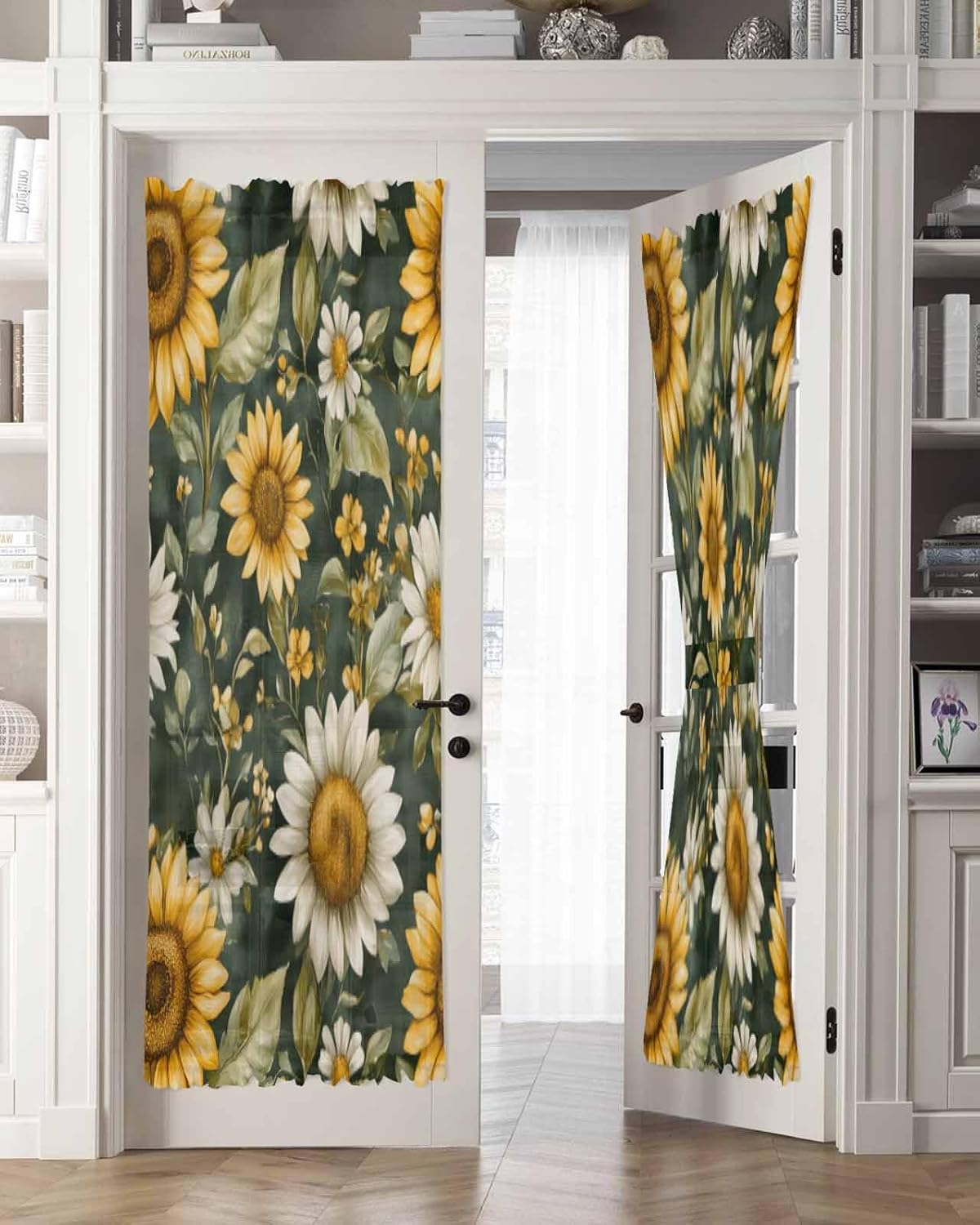 PANJINEXT Door Curtains 54x72 Sheer Thermal Insulated Rod Pocket Drapes with Tiebacks for French Doors