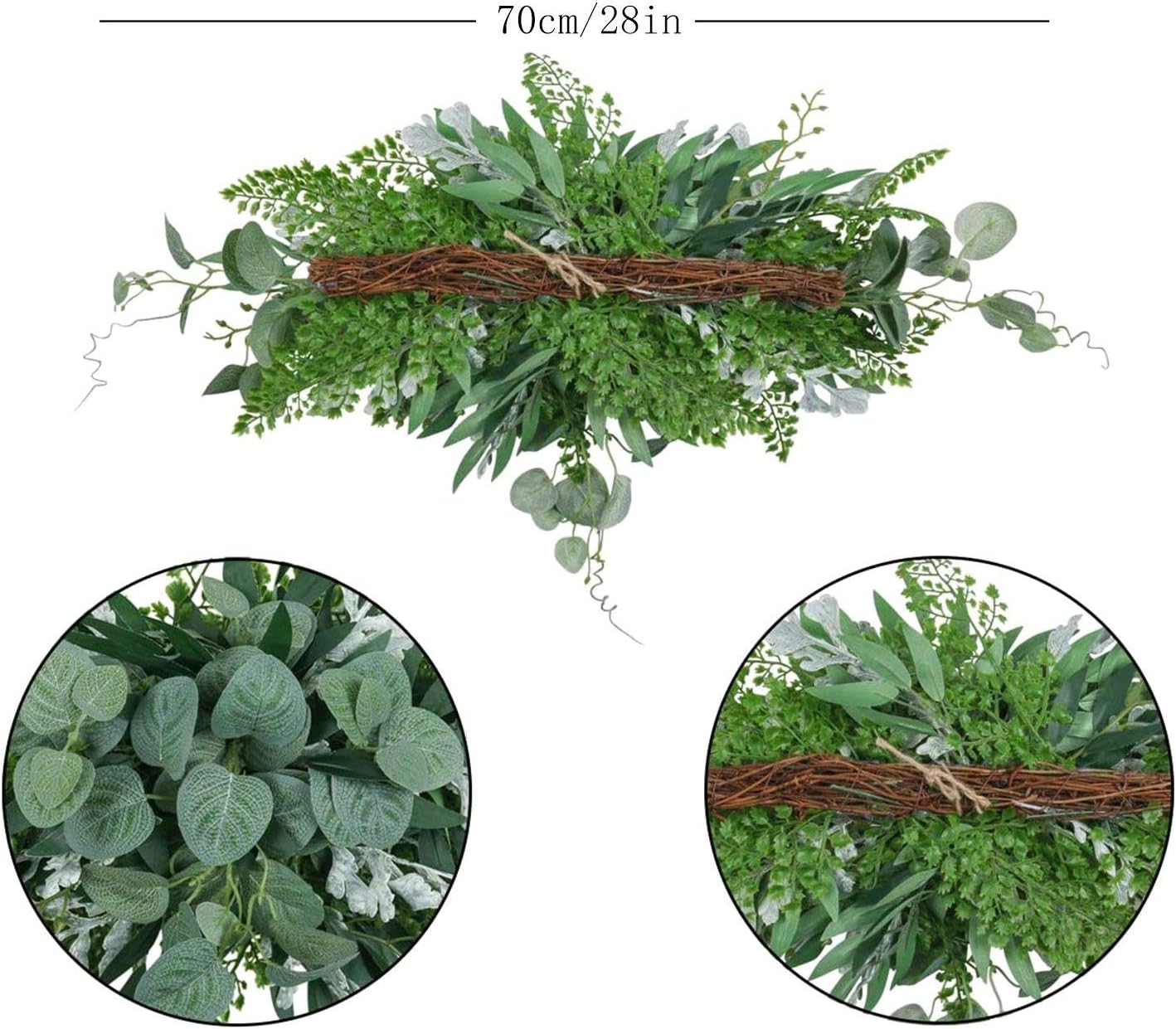 Greenery Swag Artificial Front Door Wreath Eucalyptus Leaves Garland for Home Wedding Decor