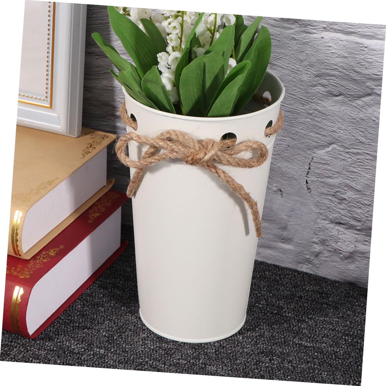 Cabilock Vintage Iron Bucket Flower Vase Decor