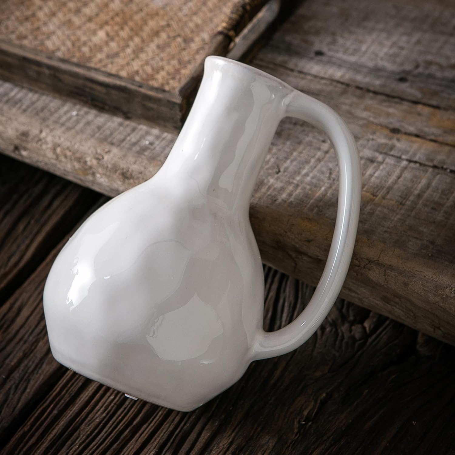 Tanvecle White Ceramic Vase with Big Handles