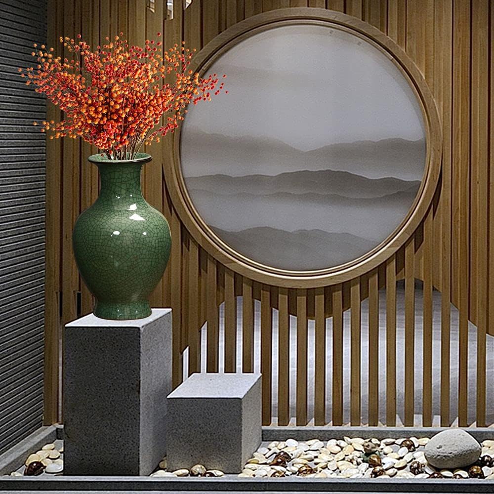 Chinese Ceramic Ice Crack Glaze Vase Vintage Decor