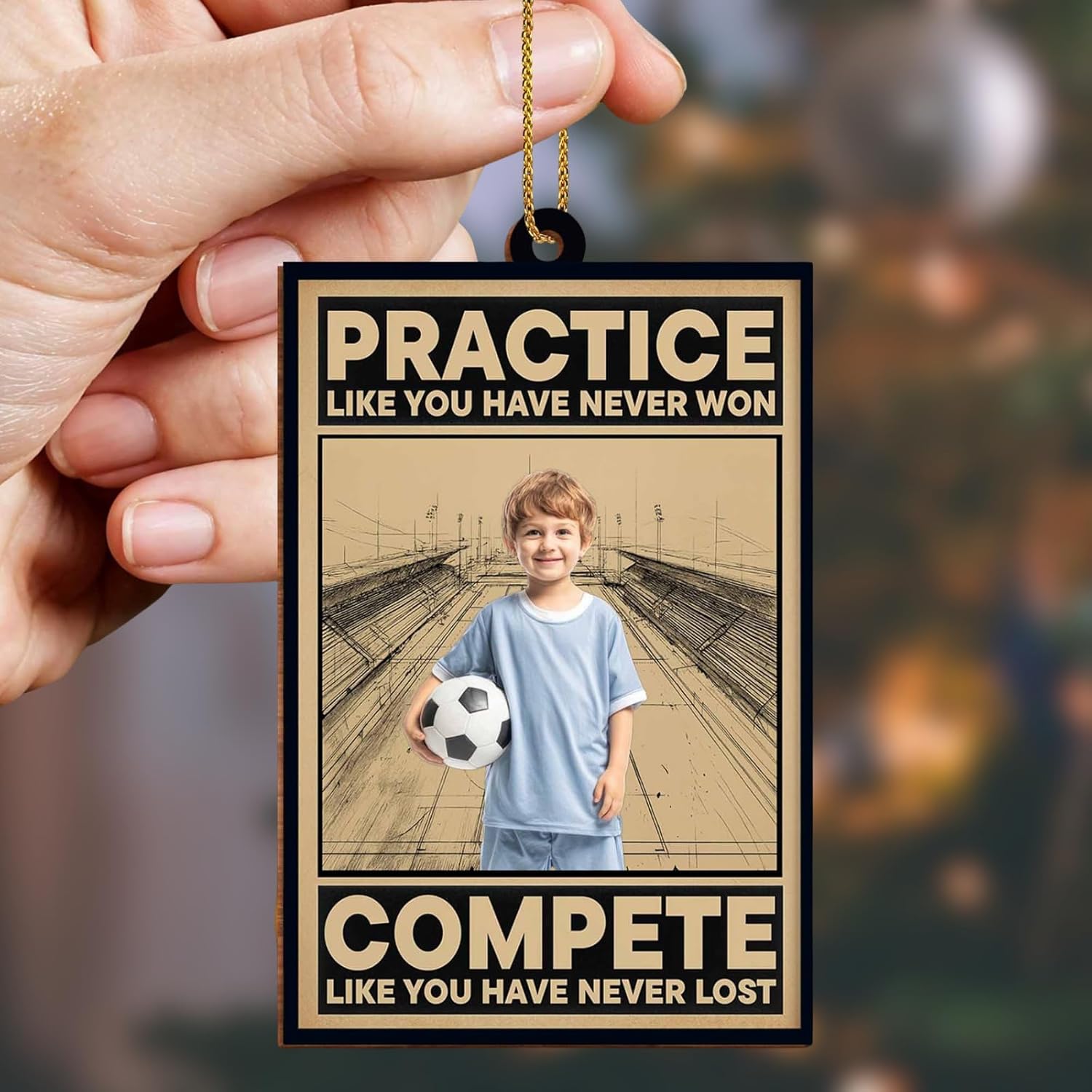 Practice Like You Have Never Won Personalized Soccer Ornament