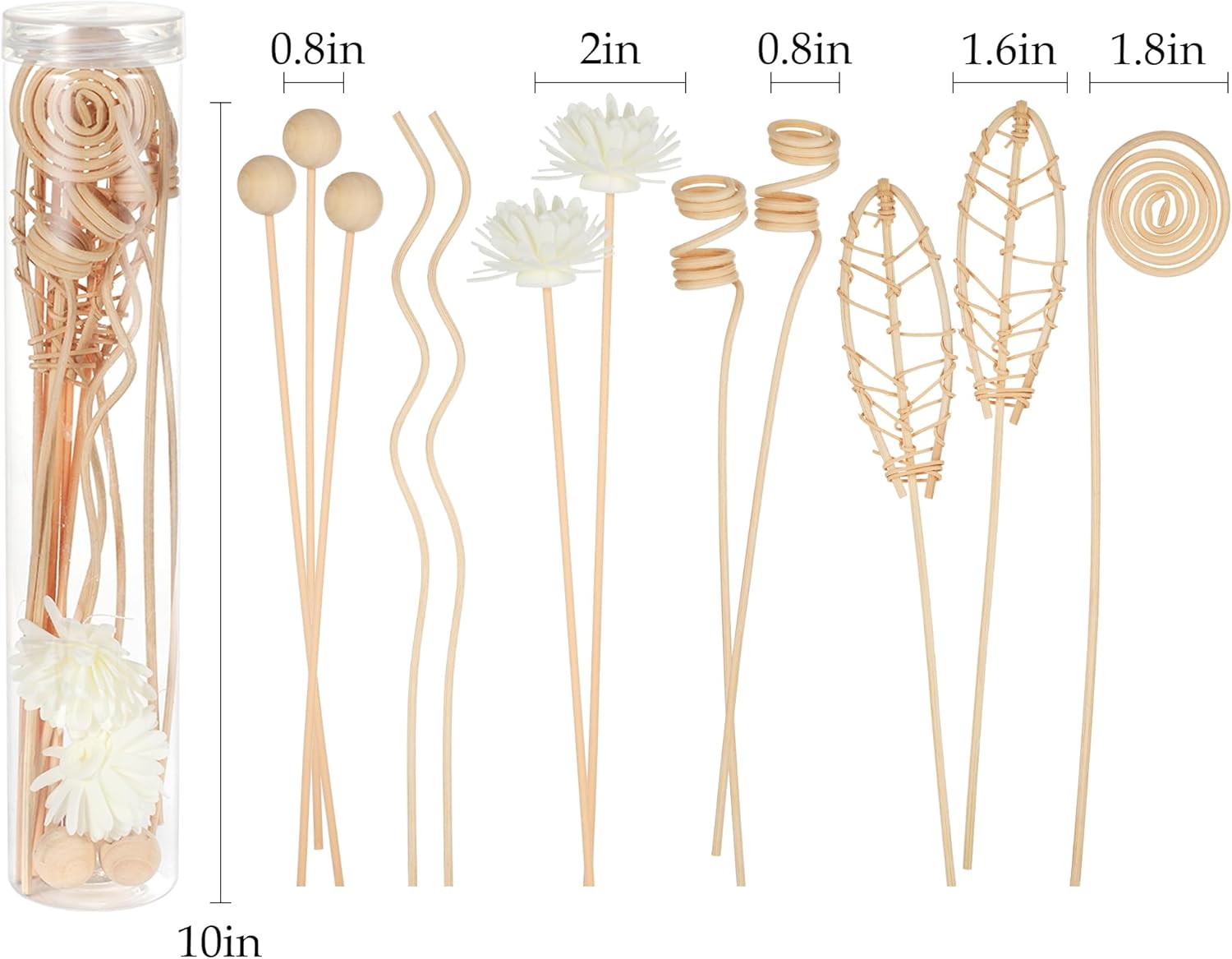 WUTAOBON 12Pcs 10 Inch Natural Rattan Reed Diffuser Set