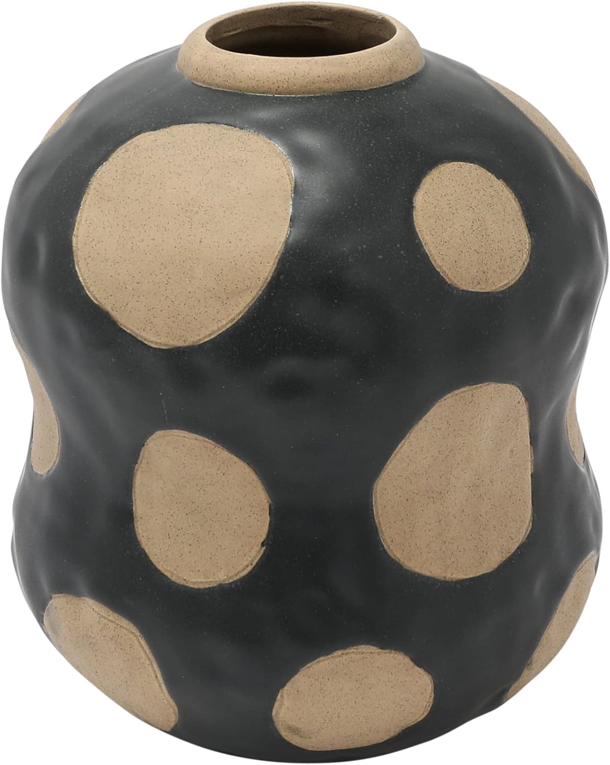 Creative Co Op Stoneware Vase Black Cream 7x7x8