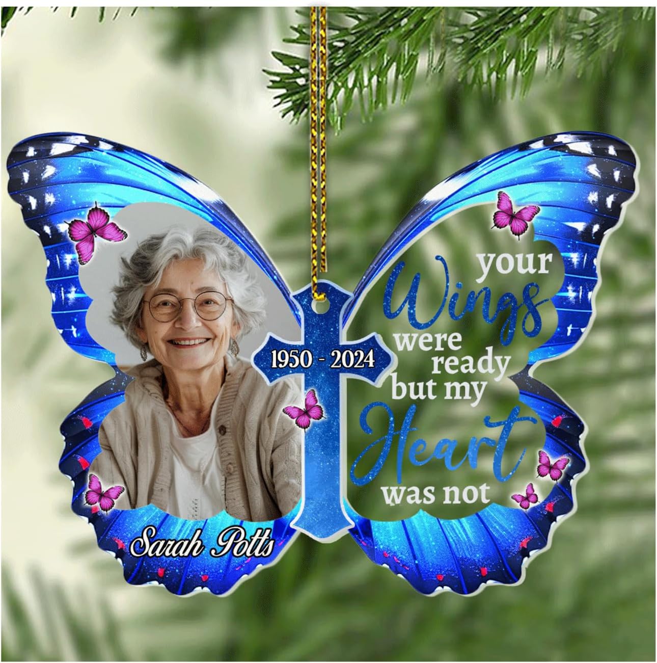 Personalized Memorial Christmas Ornament with Name and Photo