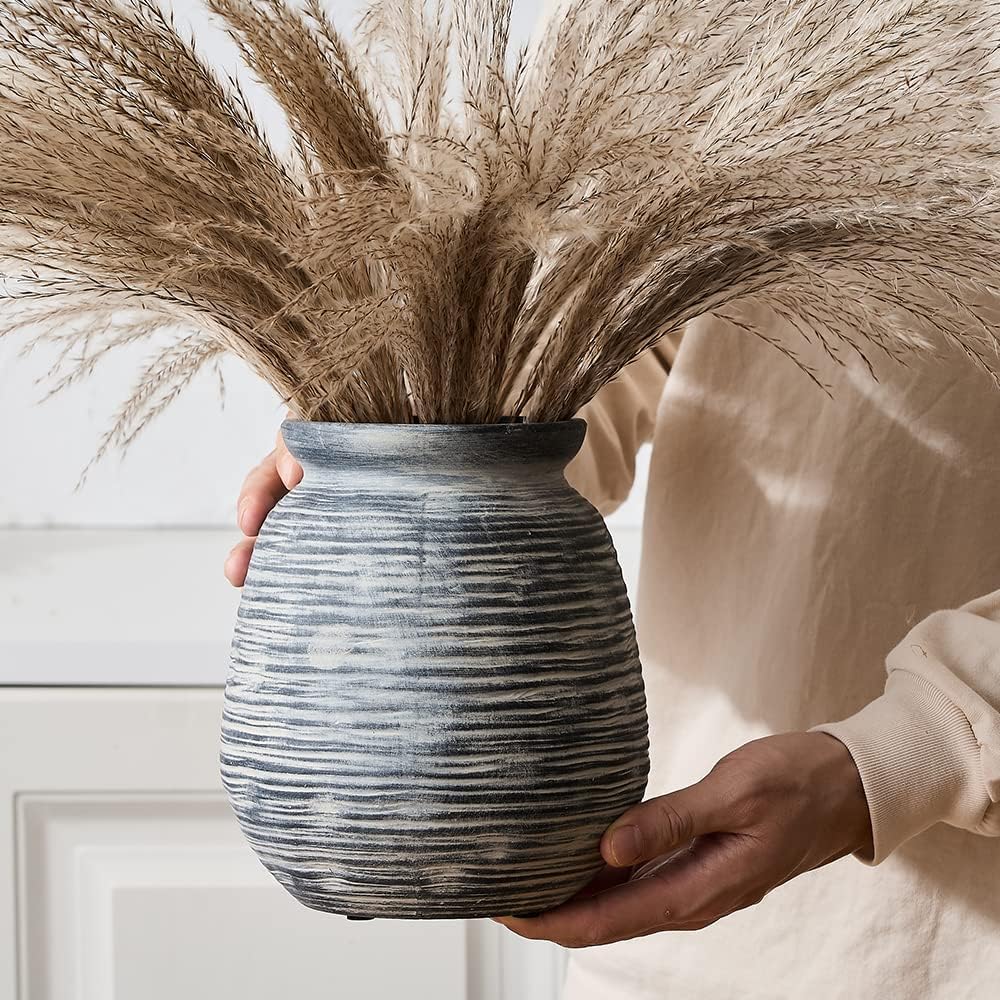 SIDUCAL Ceramic Rustic Farmhouse Vase 73 Inch Black