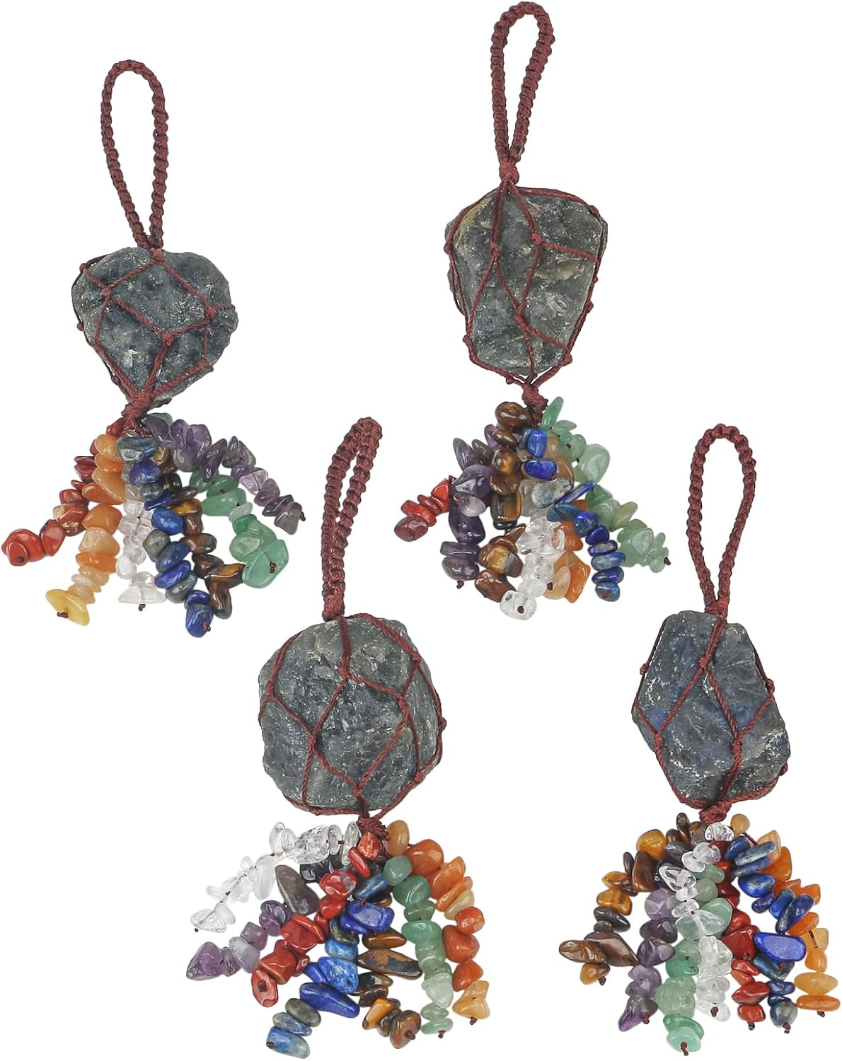 Loveliome Rough Gemstone 7 Chakras Hanging Crystal Decor