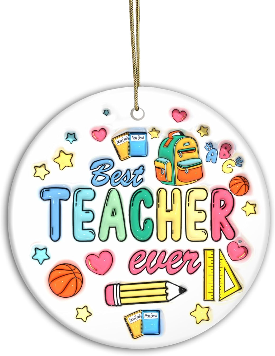 Ceramic Teacher Ornament 2024 3D Teacher Appreciation Keepsake Gift