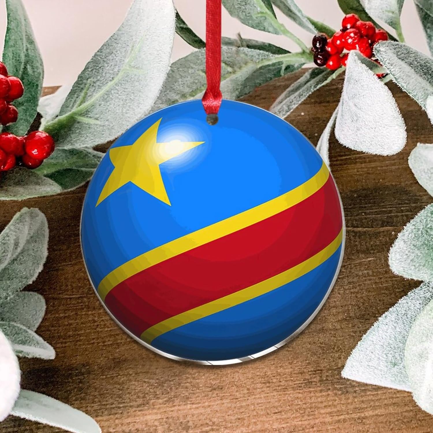 3 Inch Acrylic Christmas Ornaments 2024 Congo Flag Decor Bunting Hanging Baubles