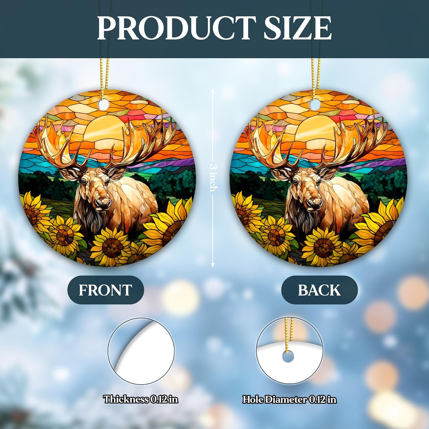Stained Glass Moose Christmas Ornament for Kids and Animal Lovers