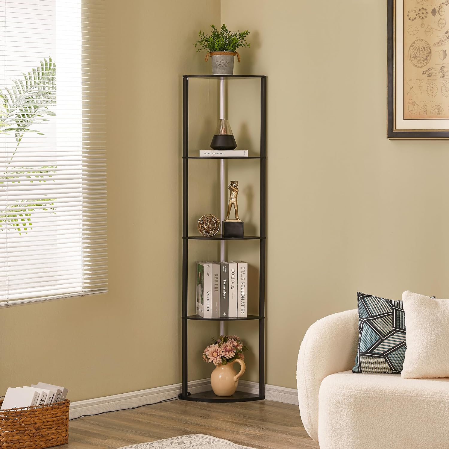 Woodronic 5-Tiered Corner Shelf with LED Light