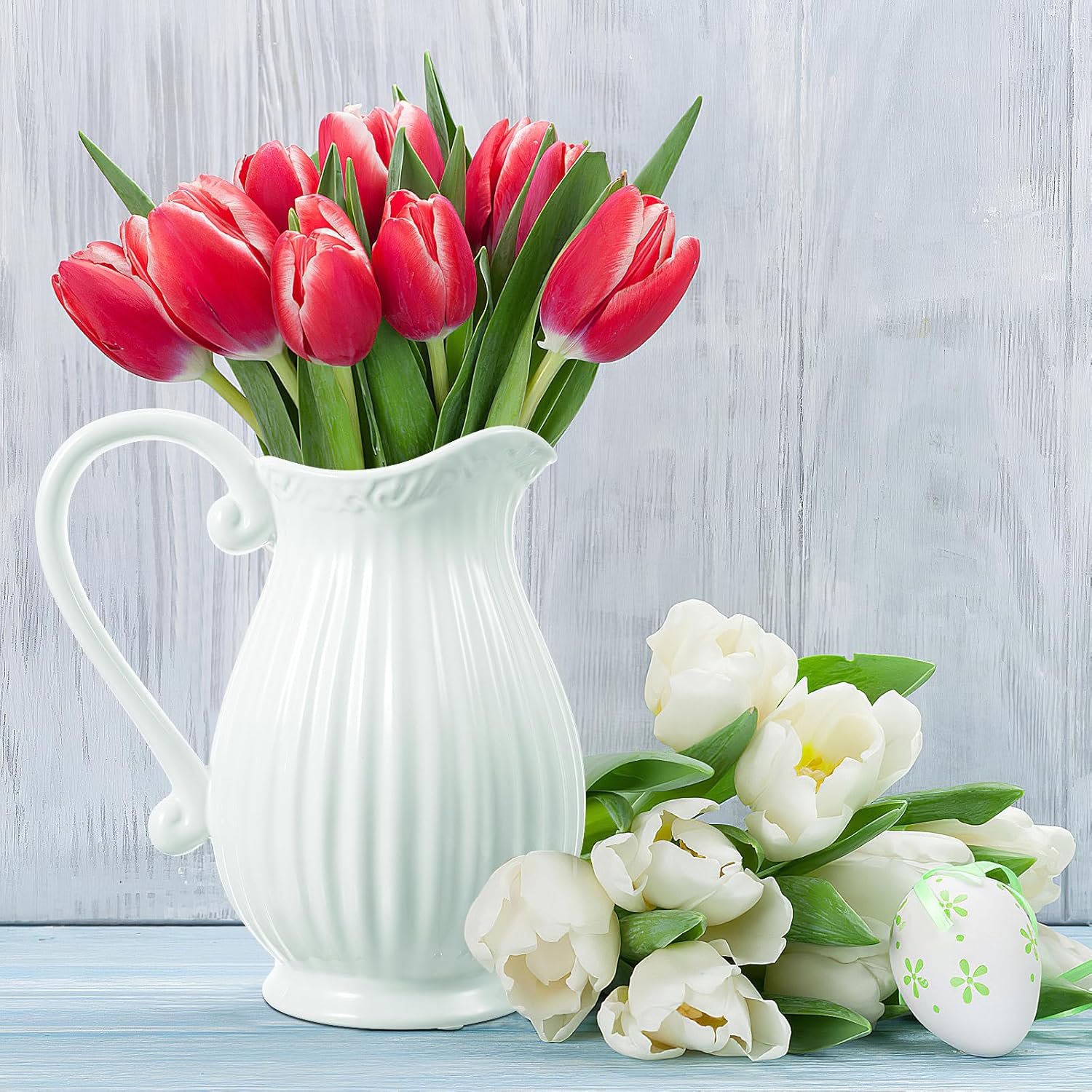 Yardwe White Ceramic Pitcher Vase 79 Inch