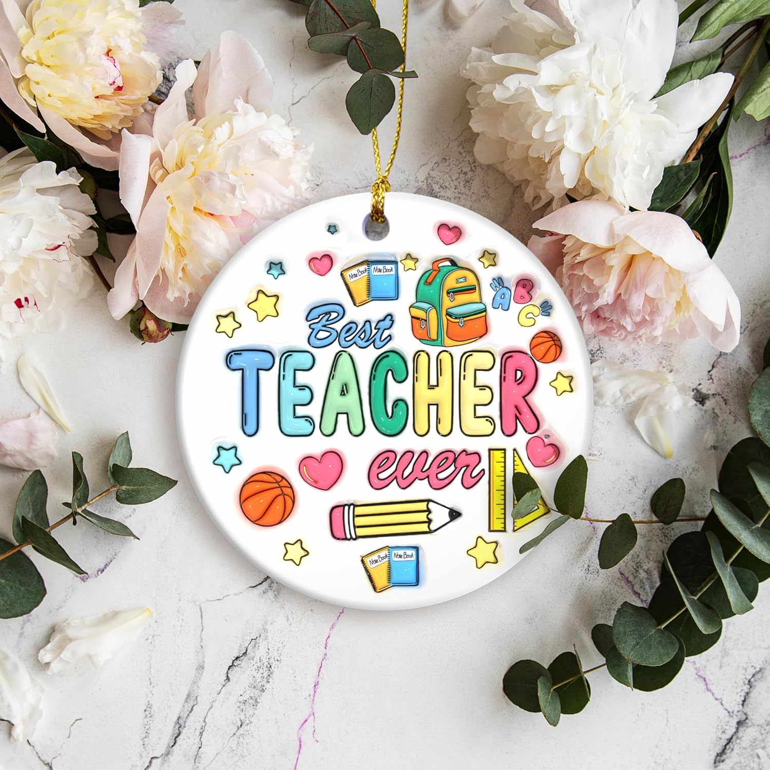 Ceramic Teacher Ornament 2024 3D Teacher Appreciation Keepsake Gift