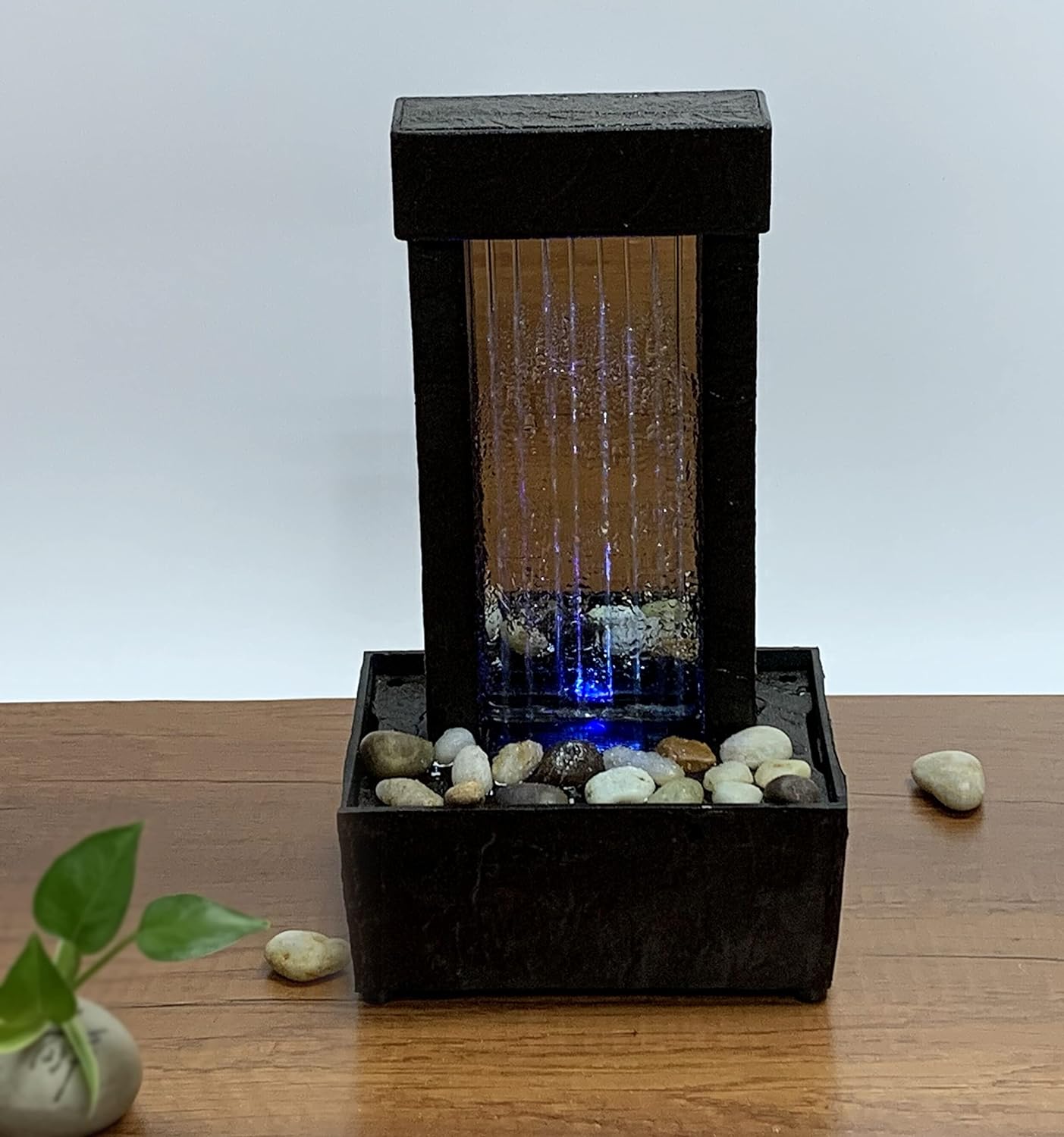 Natures Mark 10 Inch H Mirrored Waterfall Fountain Light Show Tabletop