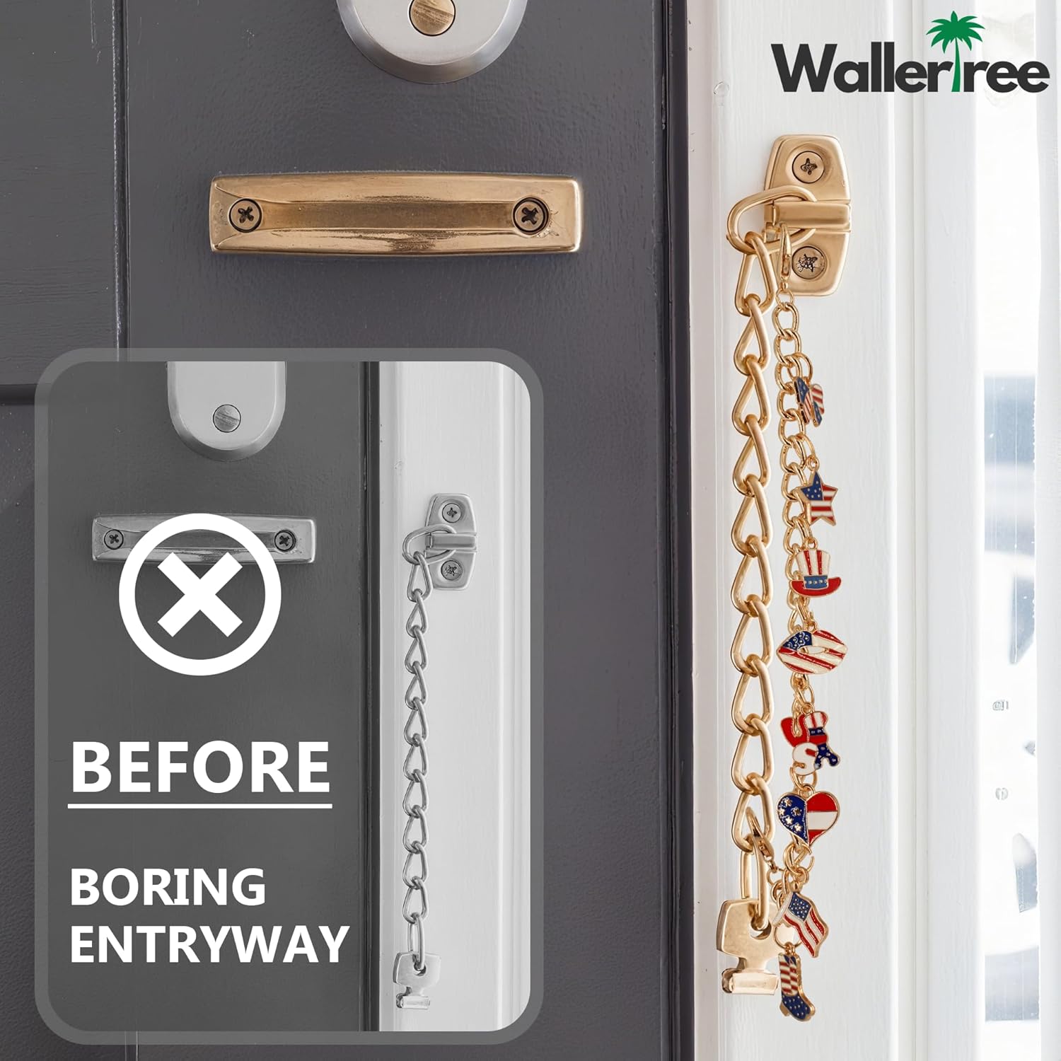 4th of July Door Chain Lock Charms - Gold Plated Decor