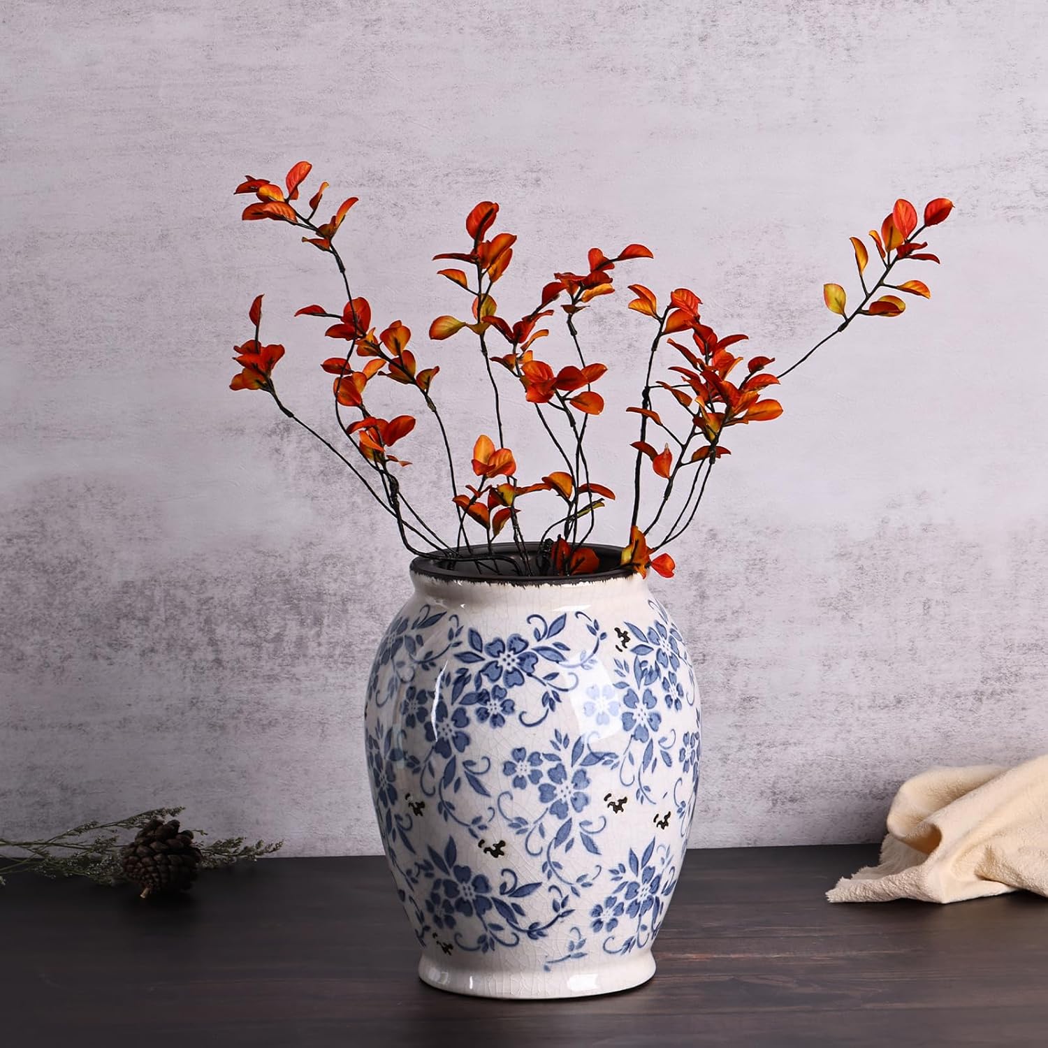 925 Inch Tall Blue White Vase for Home Decor