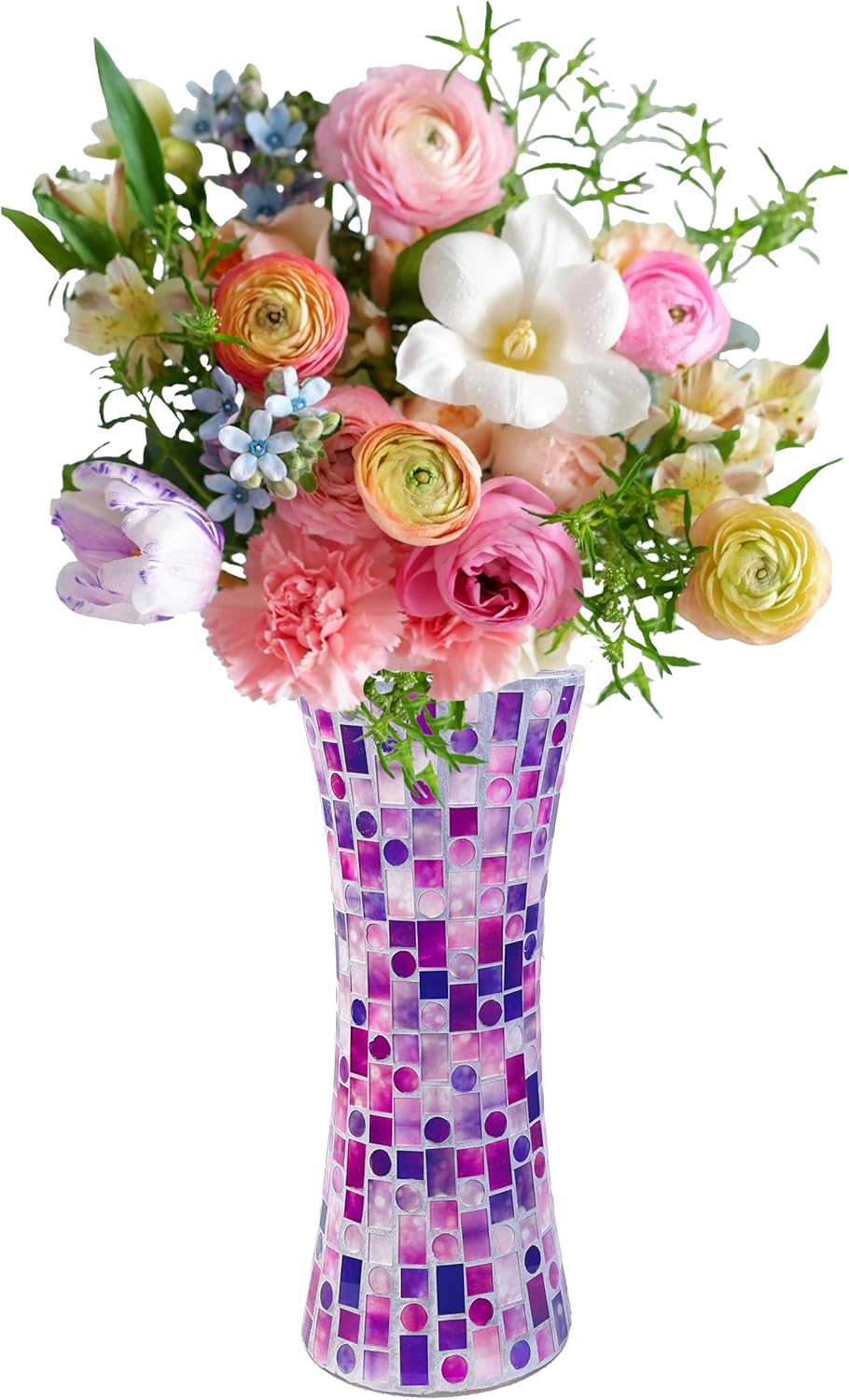 116 Inch Purple Red Mosaic Glass Vase