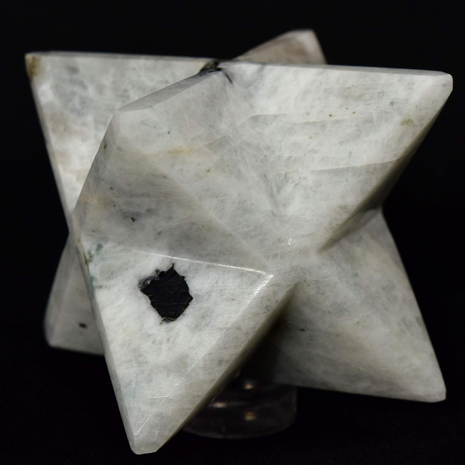 HC Set Rainbow Moonstone 8 Point Merkaba Star - Clear Quartz Cabochon